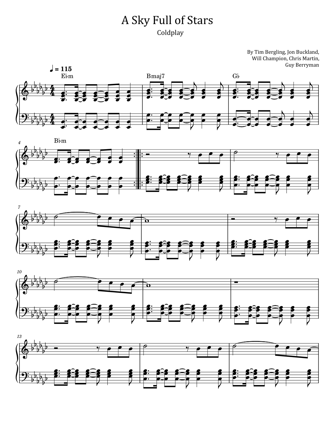 A Sky Full Of Stars (arr. poon)