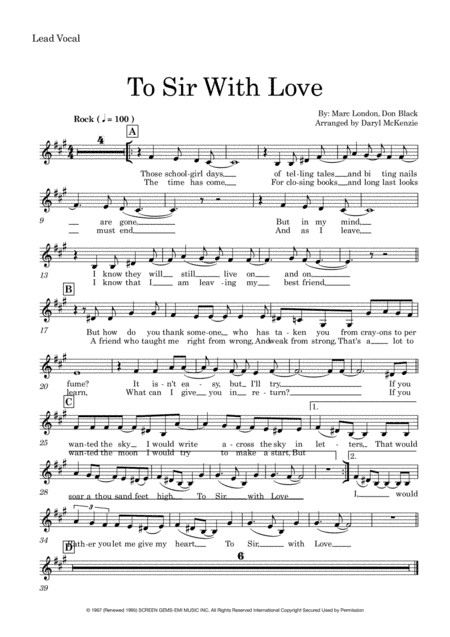 To Sir, With Love (arr. Daryl McKenzie)