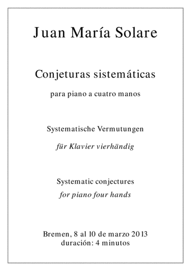 Conjeturas sistemáticas [piano 4 hands]