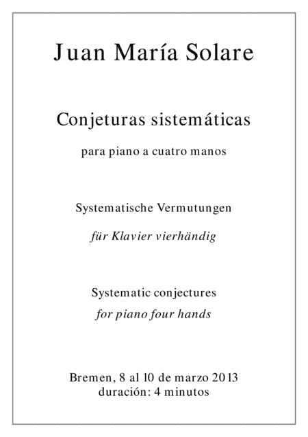 Conjeturas sistemáticas [piano 4 hands]