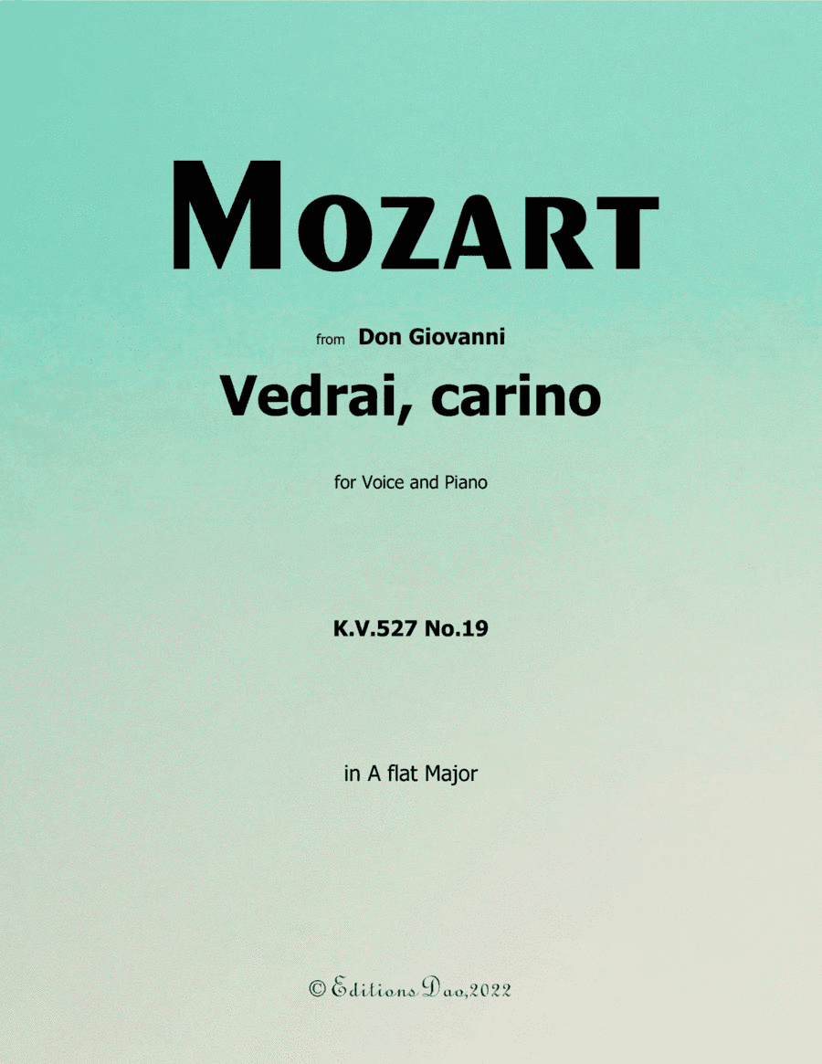 Vedrai, carino, by Mozart, in A flat Major (arr. Editions Dao)