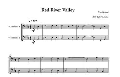 Red River Valley (Easy Cello Duet) (arr. Tyler Adams)