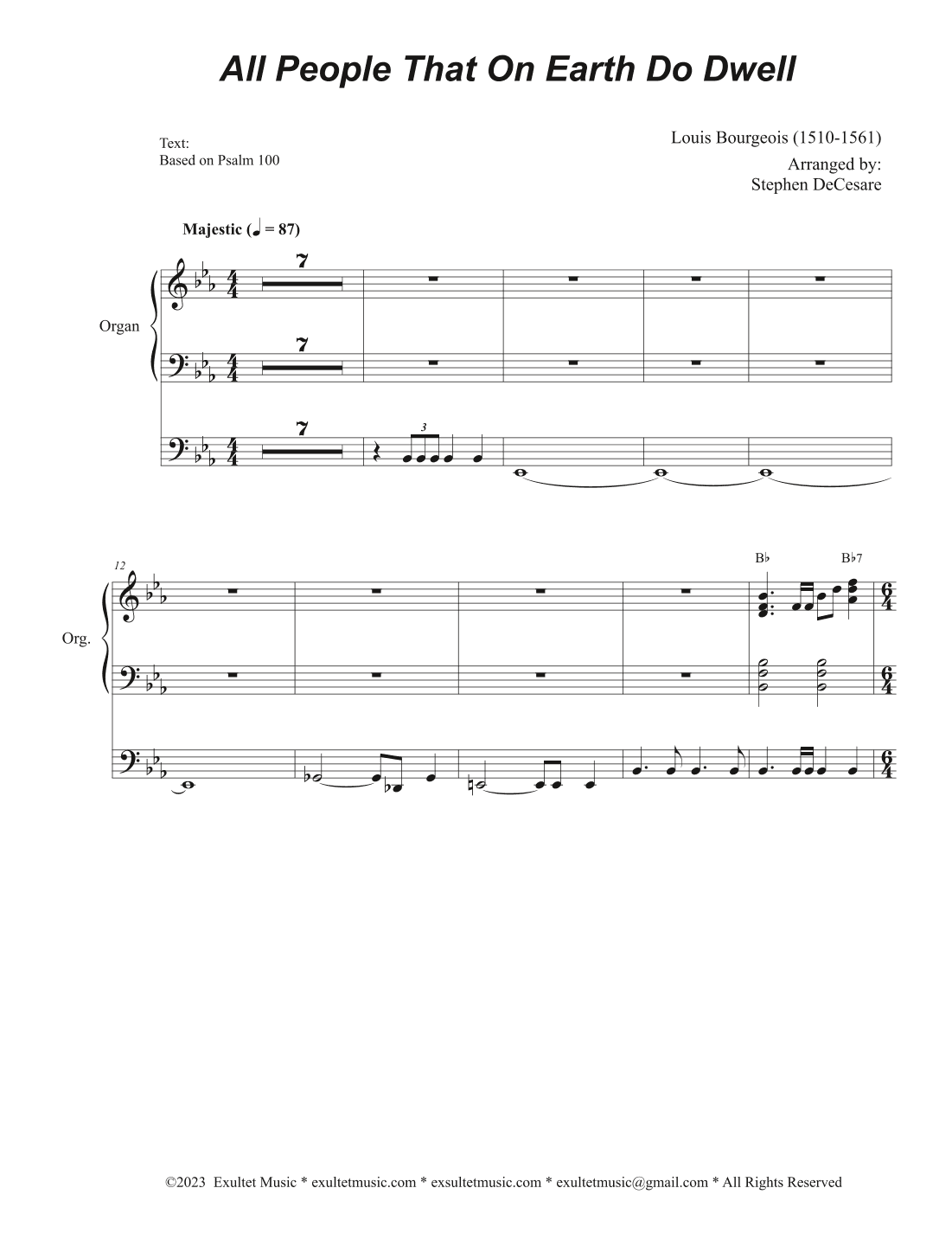 All People That On Earth Do Dwell (Unison choir - Medium Key) (Choir/Vocal score) (arr. Stephen DeCesare)
