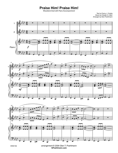 PRAISE HIM! PRAISE HIM! - DUET for Bb/C TREBLE INSTRUMENTS with Piano (arr. Glen Poehlmann)