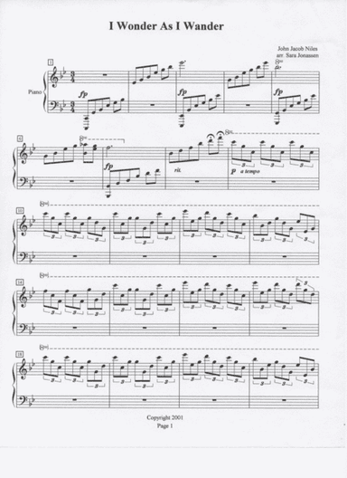 I Wonder As I Wander (arr. Sara Jonassen)