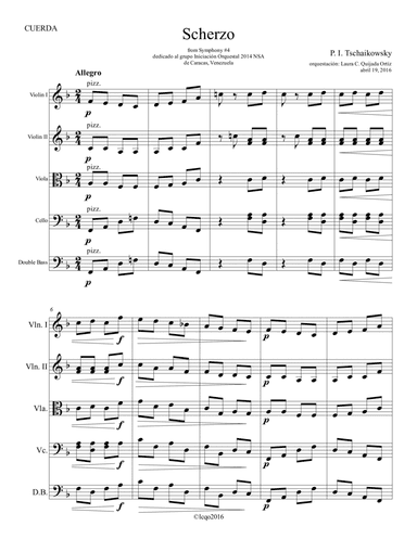 Scherzo from Tschaikowsky's Sym. #4. Full children/youth orchestra. SECTION SCORES. (arr. Laura C. Quijada Ortíz)