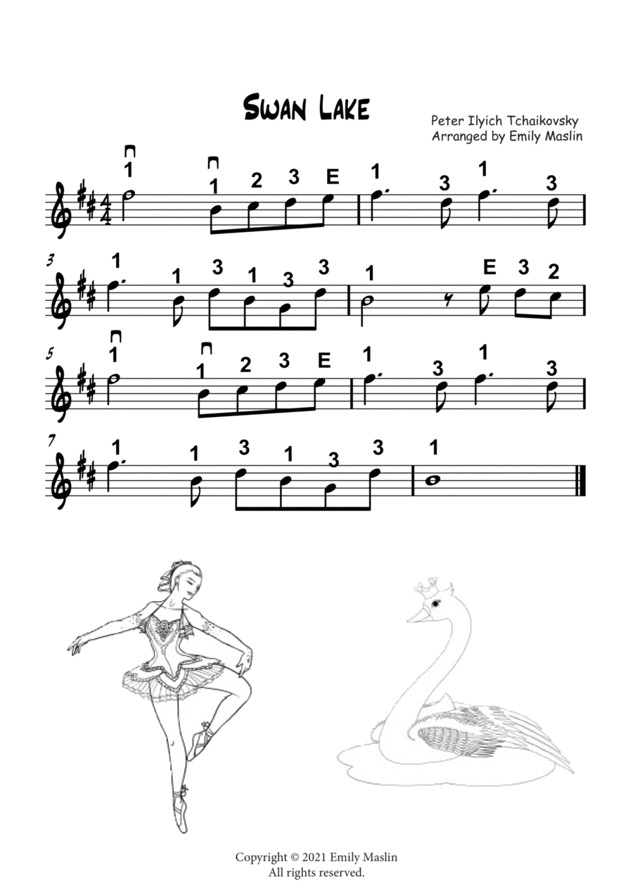 Swan Lake Theme for beginner violin (arr. Emily Maslin)