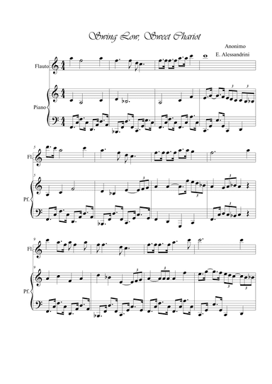 Swing Low, Sweet Chariot. Flute and piano (arr. Ester Alessandrini)