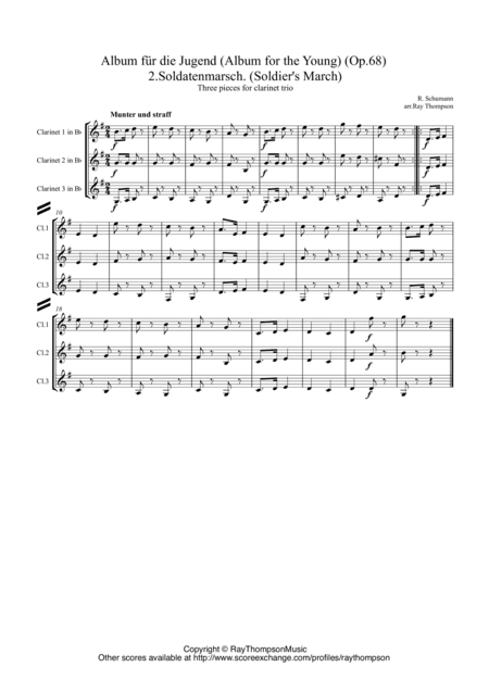 Schumann: Album für die Jugend (Album for the Young)(Op.68): Nos, 2, 6 & 13 - clarinet trio (arr. Ray Thompson)