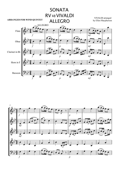 WIND QUINTET by VIVALDI (arr. Ellen Macpherson)