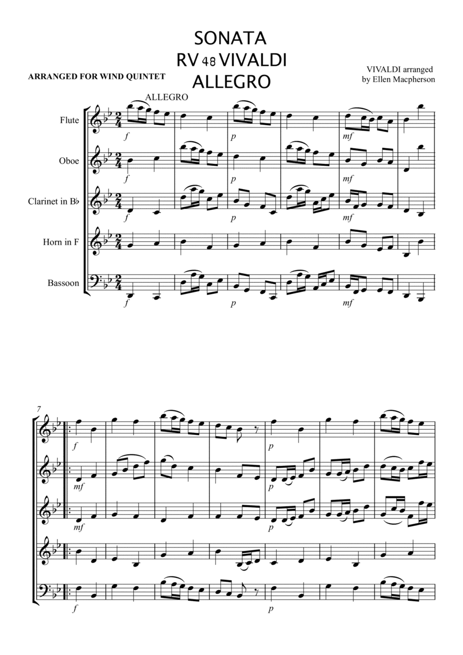 WIND QUINTET by VIVALDI (arr. Ellen Macpherson)