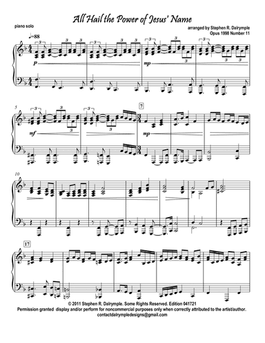 All Hail the Power of Jesus Name - arranged for piano solo by Stephen R Dalrymple (arr. Stephen R. Dalrymple (Dalrymple Designs))