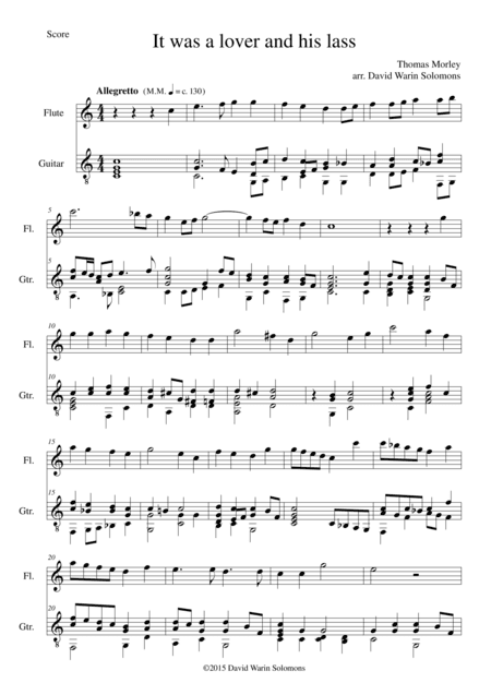 It was a lover and his lass for flute and guitar (arr. David Warin Solomons)