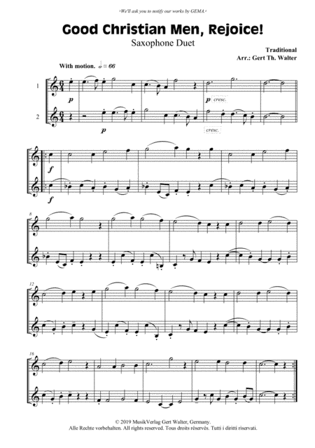 Good Christian Men, Rejoice! (arr. Gert Th. Walter)