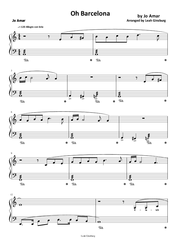 Oh Barcelona (arr. Leah Ginzburg)