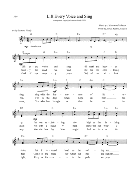 Lift Every Voice and Sing - lead (arr. Leonora Hardy)