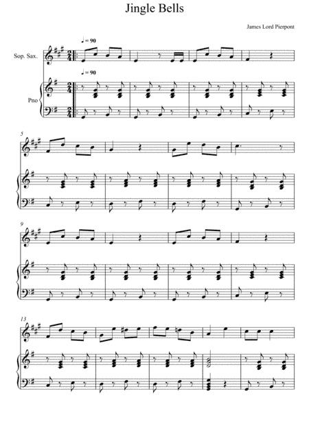James Lord Pierpont - Jingle Bells (Soprano Saxophone Solo) (arr. André Laitano)