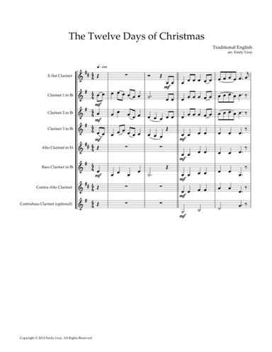 The Twelve Days of Christmas, for Clarinet Choir (arr. Emily Gray)