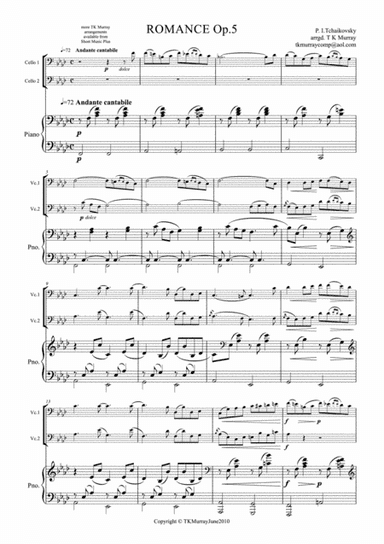 Tchaikovsky - Romance Op.5 - 2 Cellos & Piano (arr. Tim TK Murray)