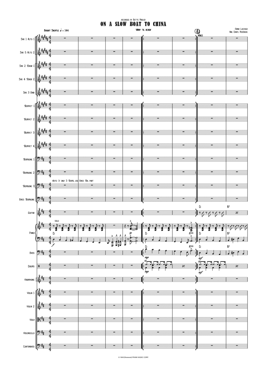 On A Slow Boat To China (arr. Daryl McKenzie)