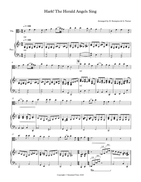Hark! The Herald Angels Sing for Viola Solo with Piano Accompaniment (NEW!) (arr. Debra E. Stempien, Gregory H. Turner)