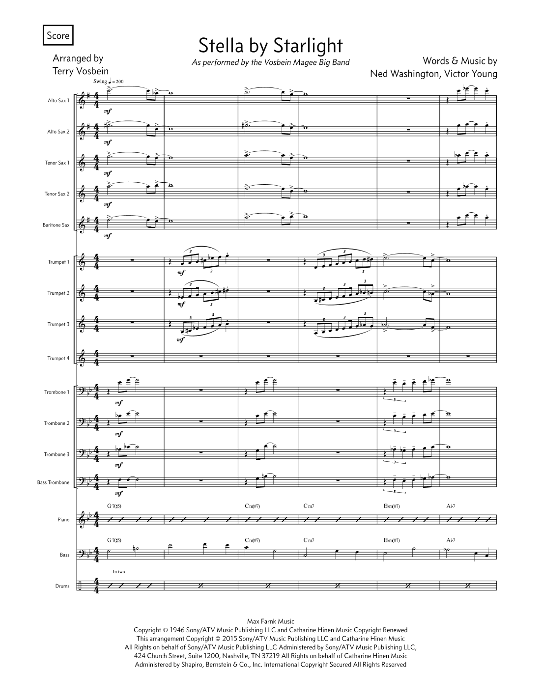 Stella By Starlight (arr. Terry Vosbein)