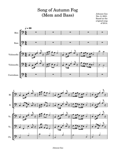 Song of the Autumn Fog (Men/Bass/Cello)