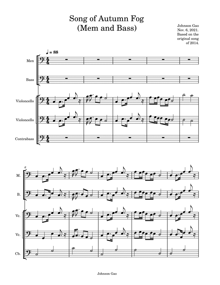 Song of the Autumn Fog (Men/Bass/Cello)