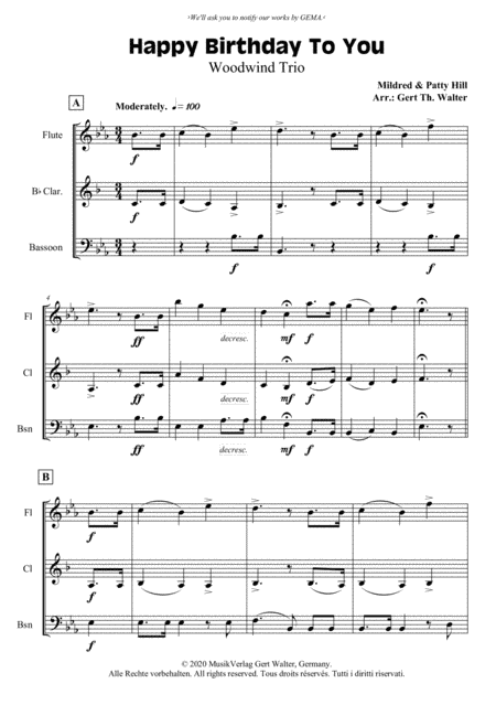 Happy Birthday To You (arr. Gert Th. Walter)