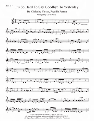 It's So Hard To Say Goodbye To Yesterday (arr. Kevin Busse)