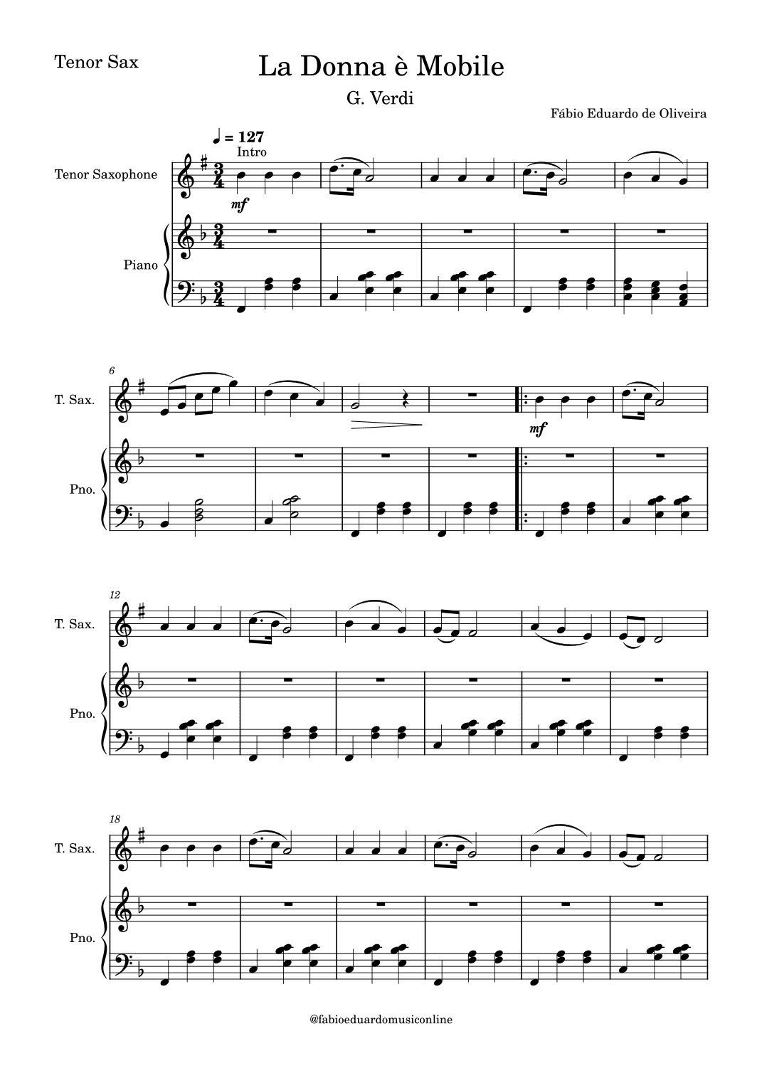 La Donna è Mobile - Rigoletto (Verdi) (arr. Fabio Eduardo de Oliveira)