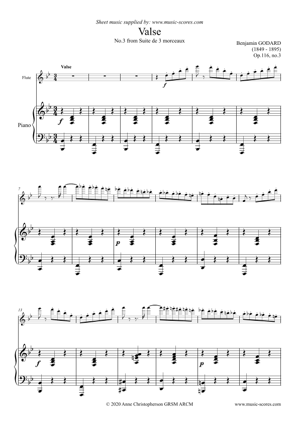 Godard - Valse - No.3 from Op. 116 Suite de 3 Morceaux - Flute (arr. Anne L Christopherson GRSM ARCM)