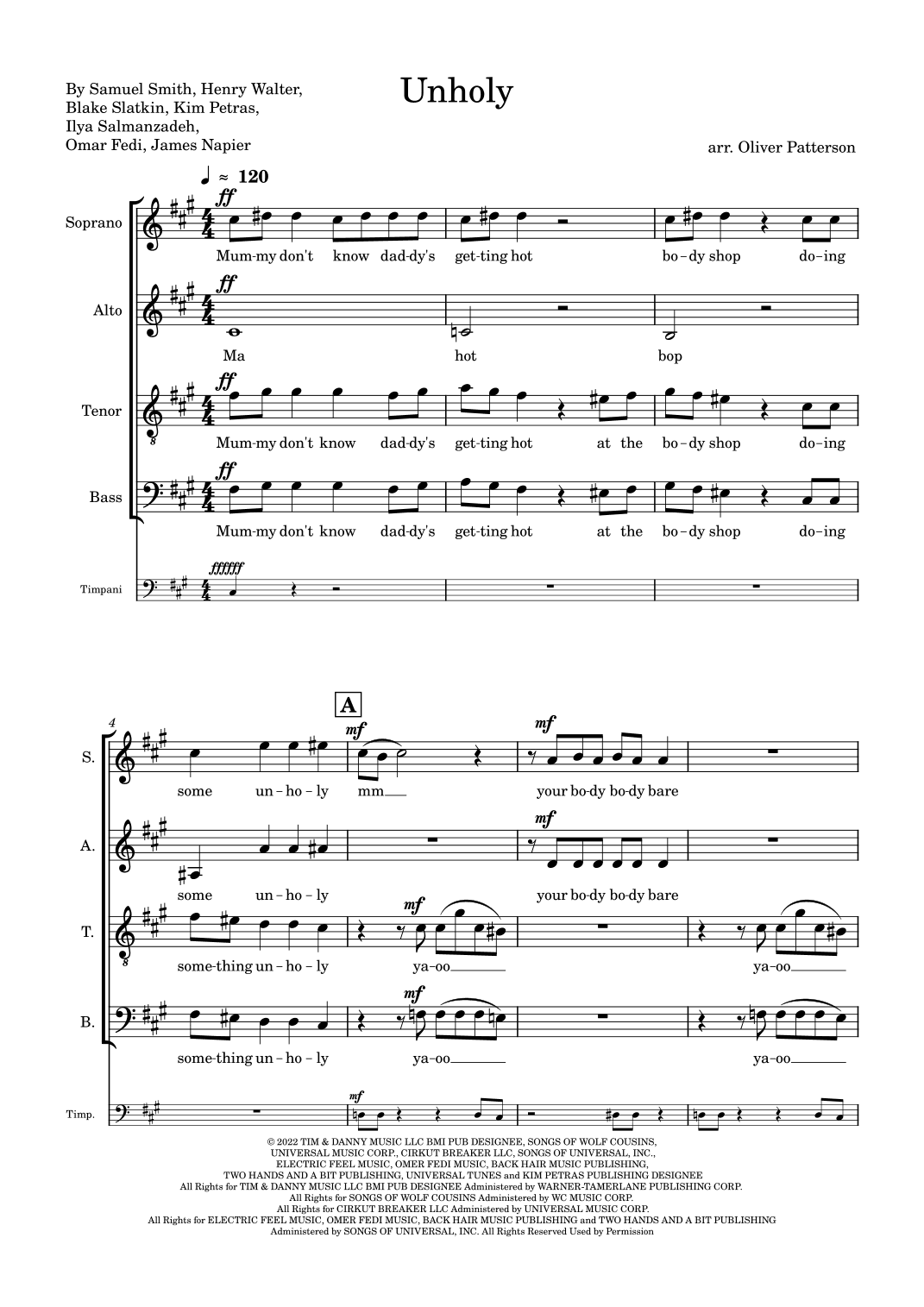 Unholy (arr. Oliver Patterson)