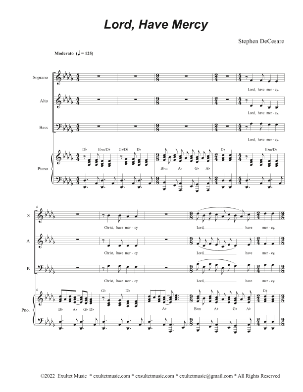 Lord, Have Mercy (Bass solo and SAB) ("Mass of Peace and Justice")
