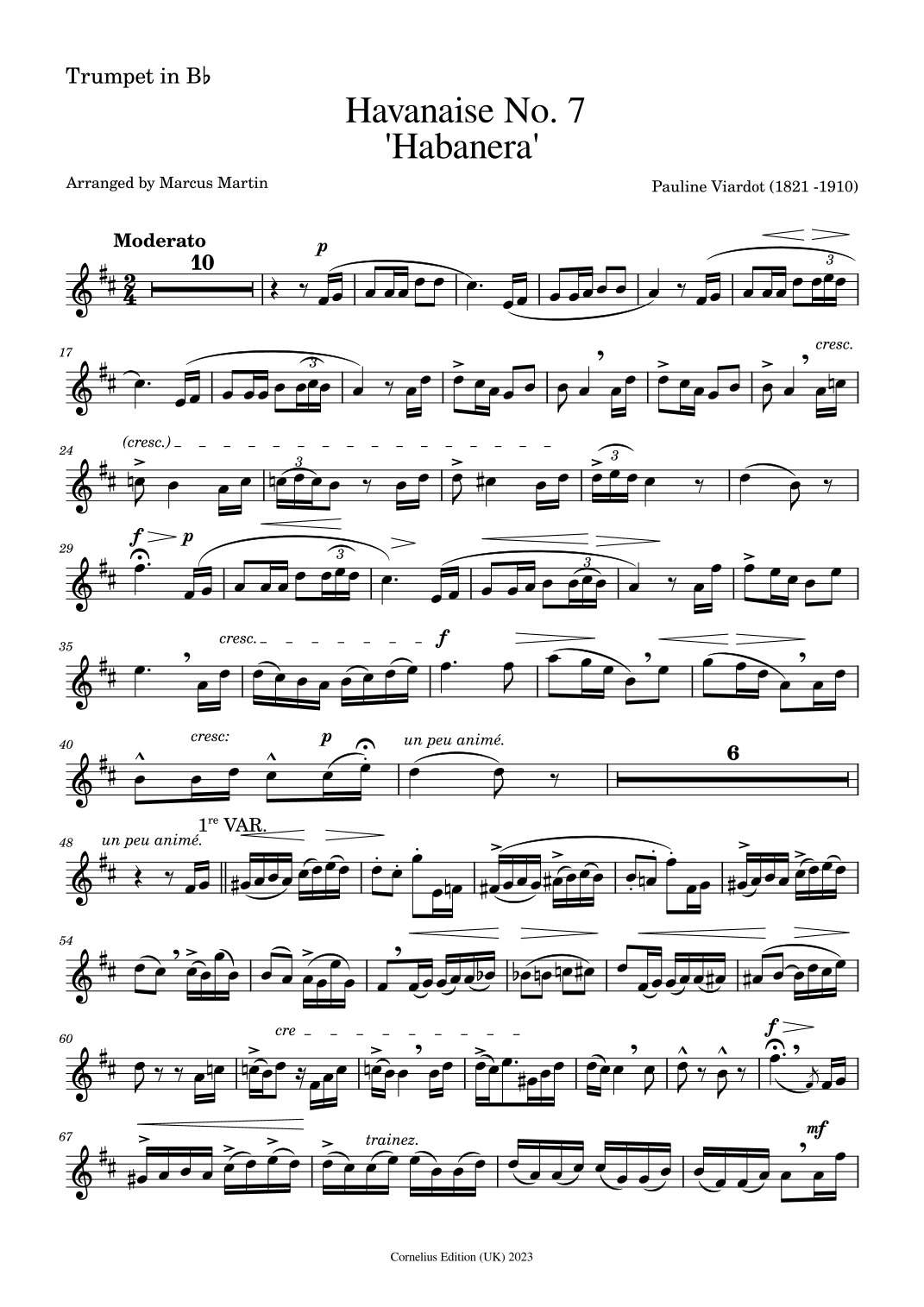 Havanaise No 7 vwv1019 'Habanera' (arr. Marcus Martin)