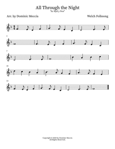 All Through the Night ("Ar Hyd y Nos") (arr. Dominic Meccia)