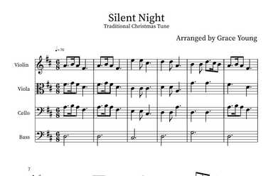 Silent Night- For Beginner String Quartet (arr. Grace Kathryn Young)