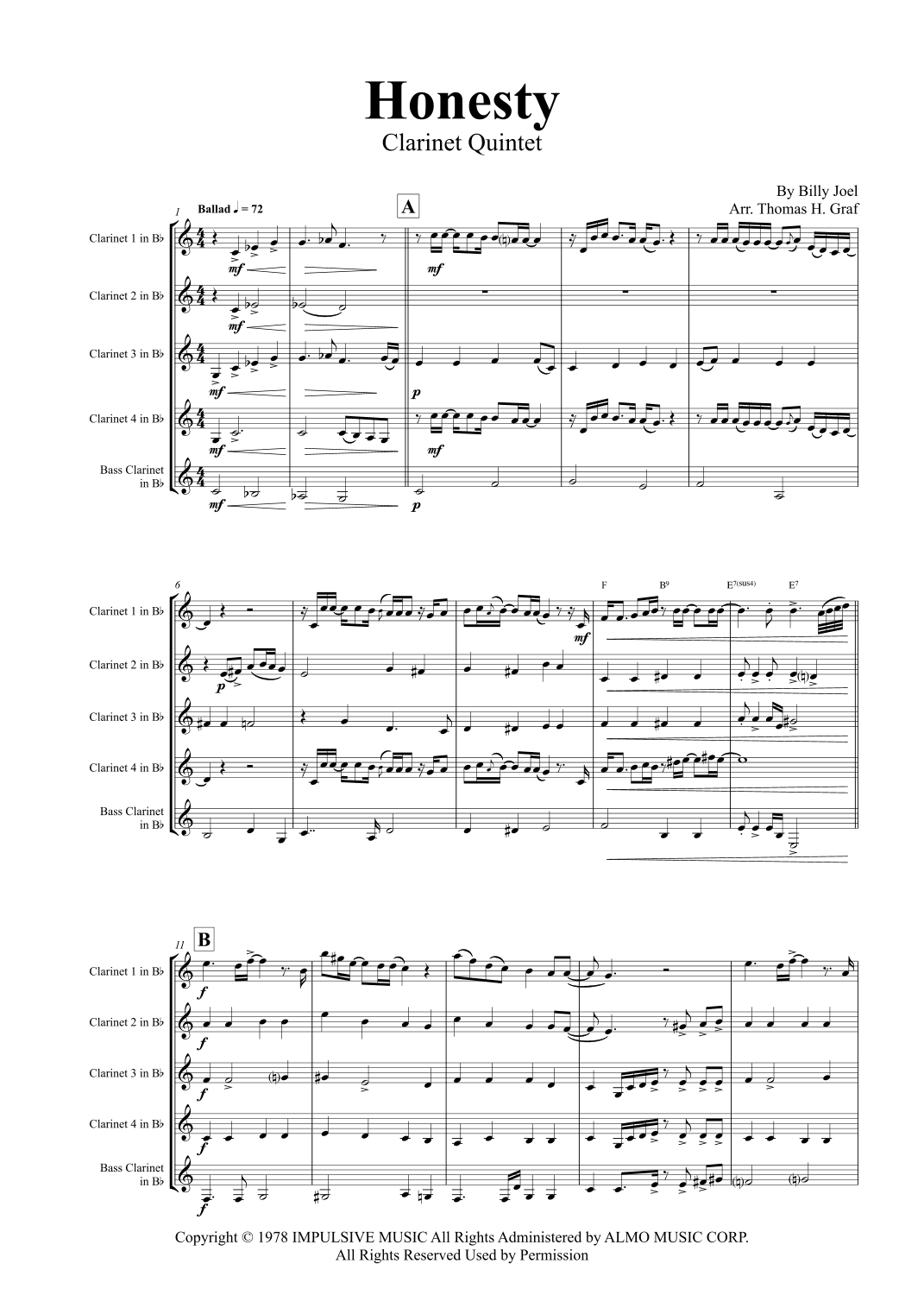 Honesty (arr. Thomas H. Graf)