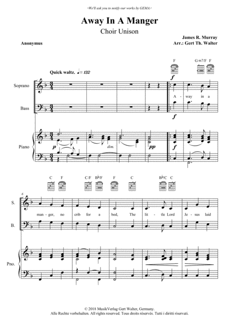 Away In A Manger (1st. version) (arr. Gert Th. Walter)
