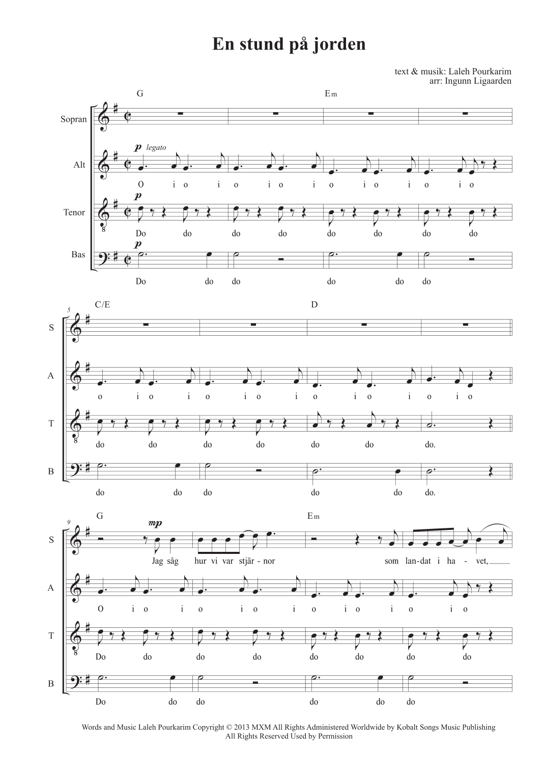 En Stund Pa Jorden (arr. Ingunn Ligaarden)