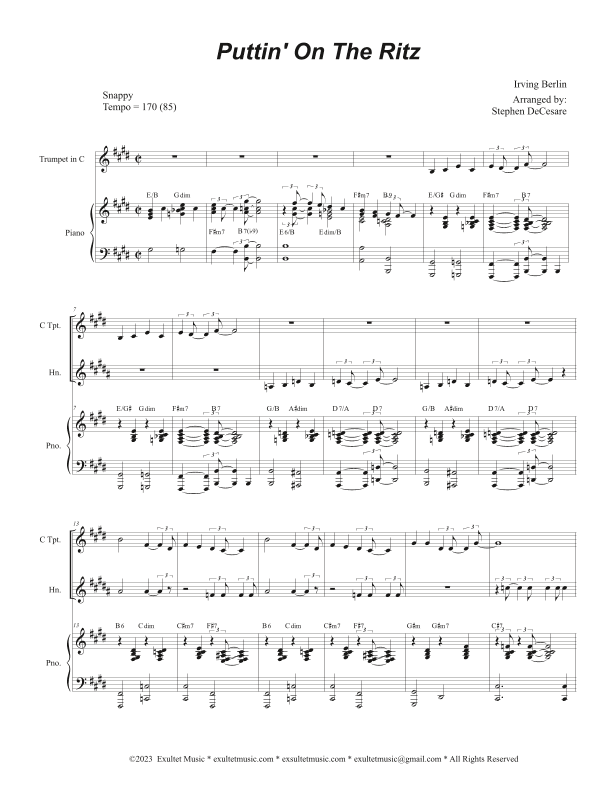 Puttin' On The Ritz (Duet for C-Trumpet and French Horn) (arr. Stephen DeCesare)