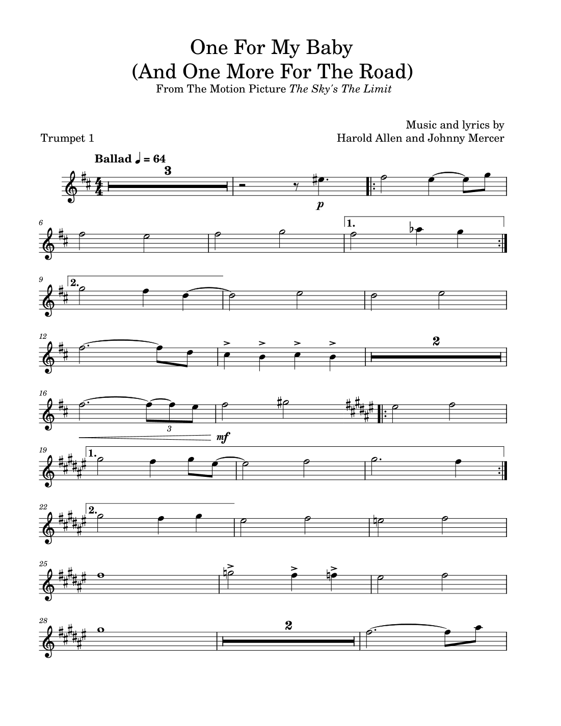 One For My Baby (and One More For The Road) (arr. David Lartey)