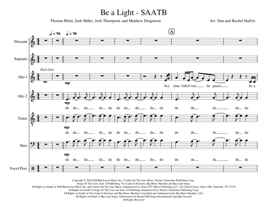 Be A Light (arr. Don Staffin and Rachel Staffin)
