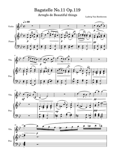 Bagatelle No.11 Op.119 (arr. Beautiful things)