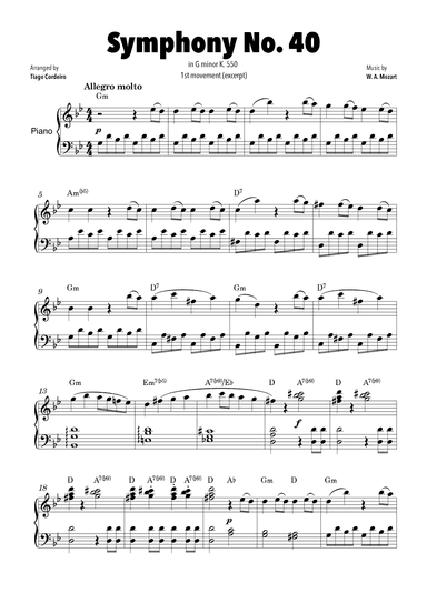 Symphony No. 40 in G minor K.550 - 1st movement (excerpt) (arr. Tiago Cordeiro)