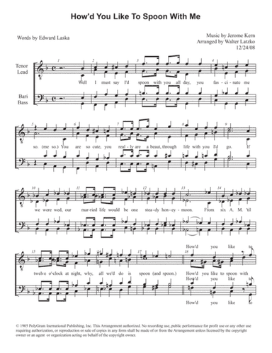 HOW'D YOU LIKE TO SPOON WITH ME? (arr. Walter Latzko)