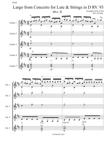 Largo from Concerto for Lute & Strings in D, RV. 93 (arr. Justin Craig)