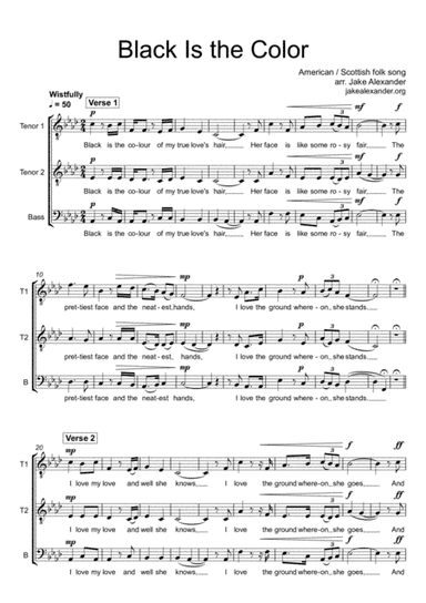 Black Is the Color - TTB a cappella (arr. Jake Alexander)