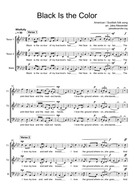 Black Is the Color - TTB a cappella (arr. Jake Alexander)