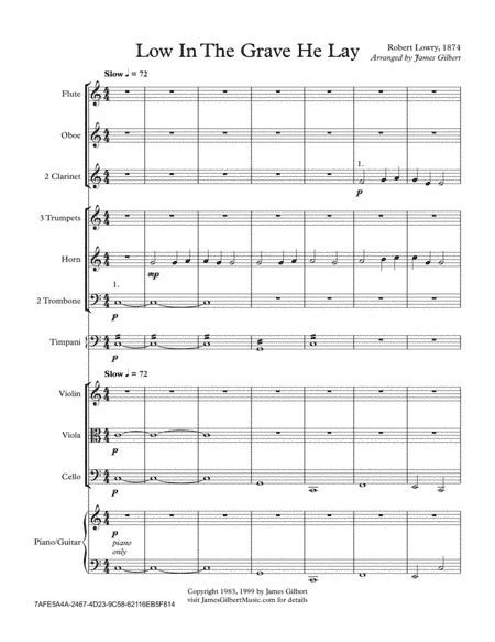 Low In The Grave He Lay (Up From The Grave He Arose) (arr. James Gilbert)